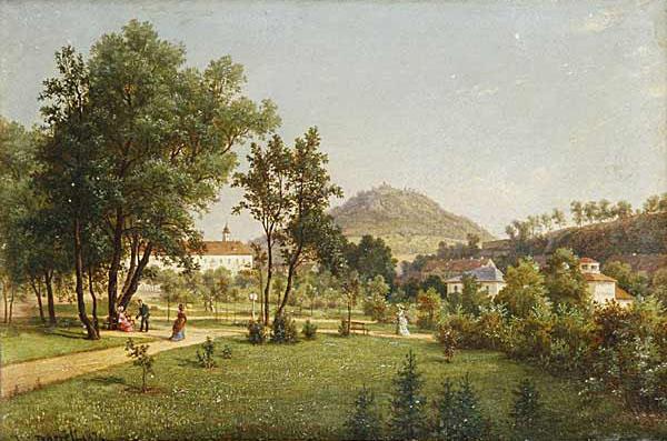 Ernst Gustav Doerell A View of the Doubravka from the Teplice Chateau Park Germany oil painting art